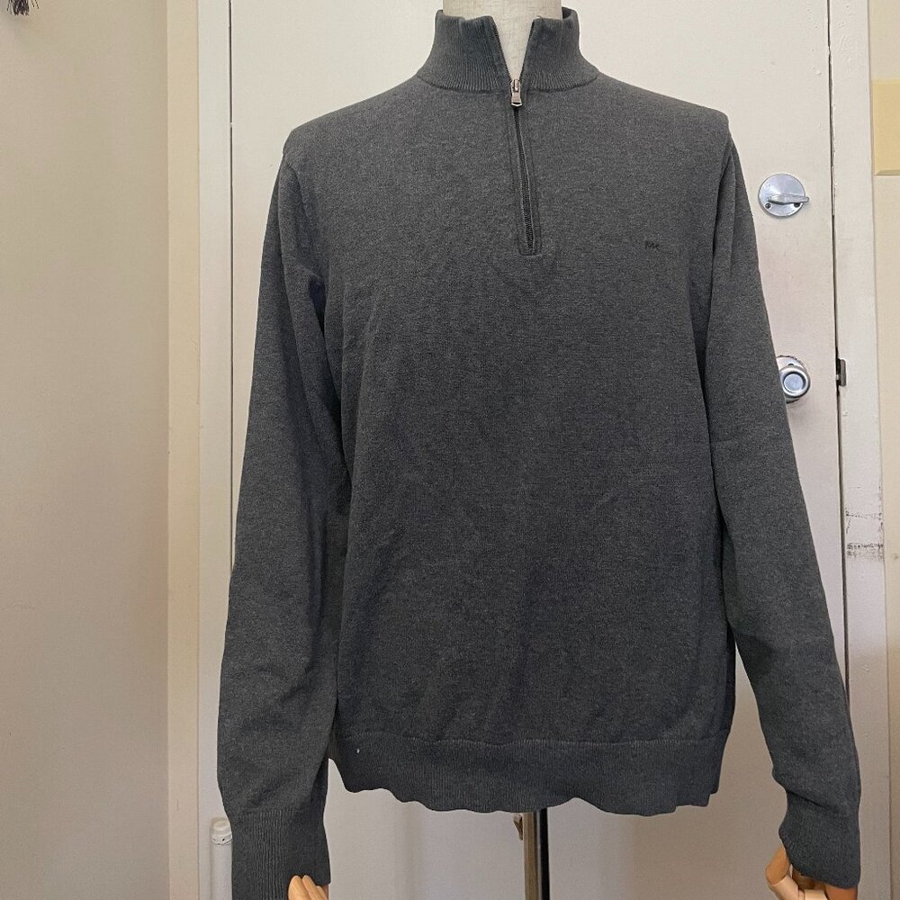 Michael Kors Men’s 1/4 Zip Cotton Sweater Black color Size XL Long Sleeve